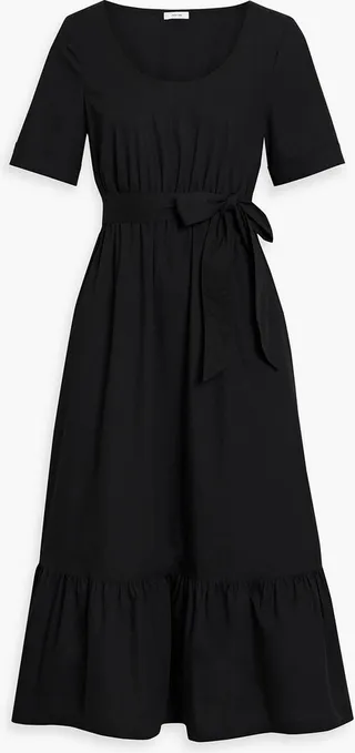 Dylan belted organic cotton-poplin midi dress