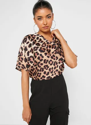 Cowl Neck Printed Top