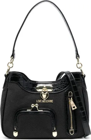 Zip-Detail Logo-Plaque Shoulder Bag