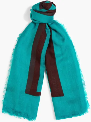 Printed cashmere and silk-blend scarf