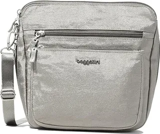 Baggallini Expandable Modern Pocket Crossbody (Sterling Shimmer) Handbags