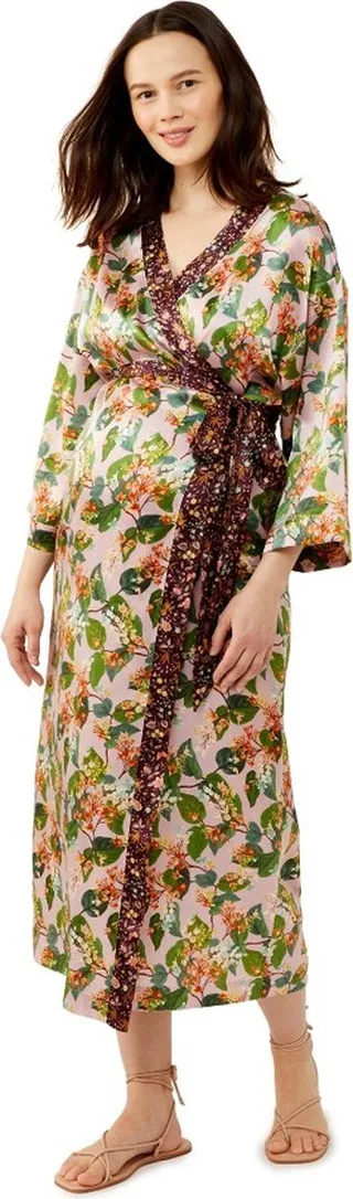 Pietro Brunelli Maternity Wrap Dress Made with Liberty Fabric Pink Print X Small