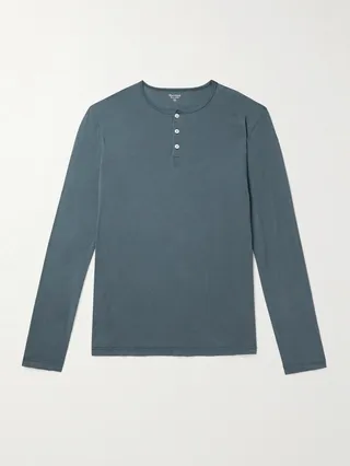 Garment-Dyed Cotton-Jersey Henley T-Shirt