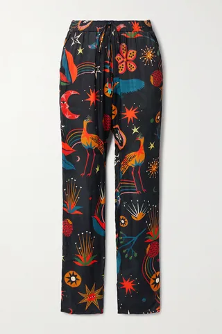 Farm Rio - Printed Woven Straight-leg Pants - Black