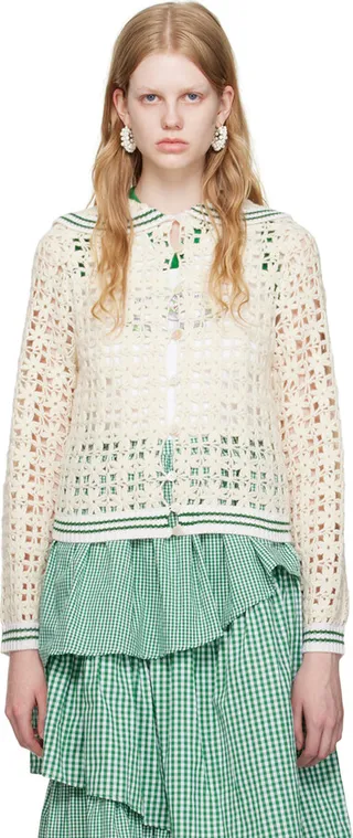 Shrimps Off-White & Green Magic Cardigan