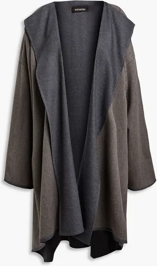 Two-tone wool and cashmere-blend twill coat