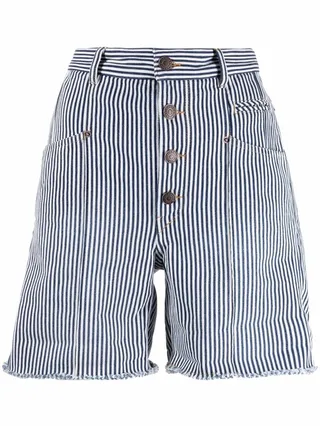 High-Waisted Button-Fastening Shorts