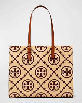 T Monogram Embossed Tote Bag