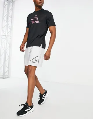 adidas Training Train Icons 3 bar shorts in gray