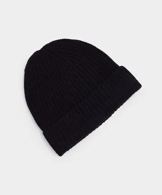 Italian Recycled Cashmere Beanie in Black
