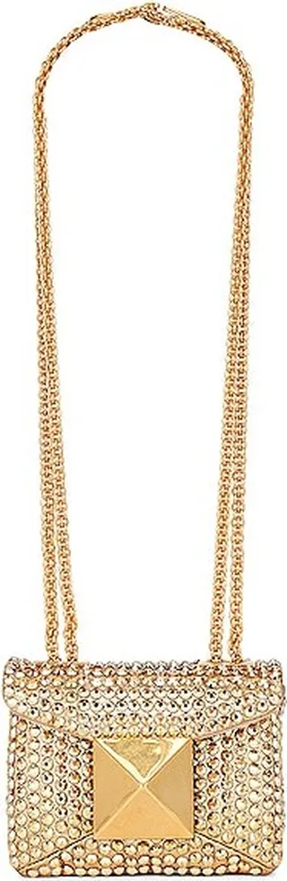 Valentino Garavani Micro One Stud Shoulder Bag in Metallic Gold