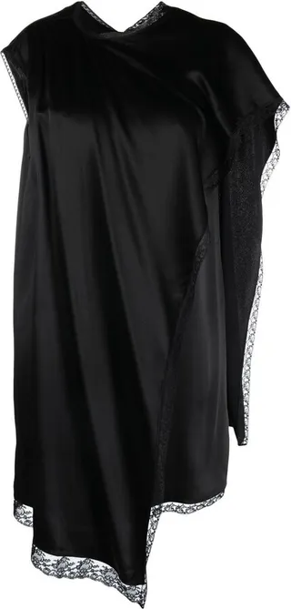 Asymmetric Satin Mini Shift Dress