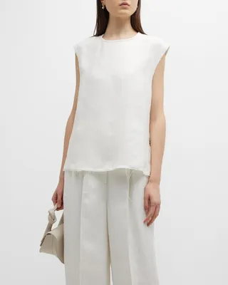 Novi Button-Side Sleeveless Linen Top