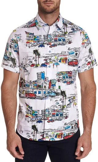 Men's Sao Paulo Art-Print Sport Shirt