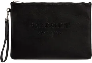 Logo leather zip pouch