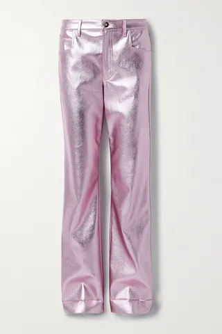 Alix NYC - Jay Metallic Vegan Leather Straight-leg Pants - Pink