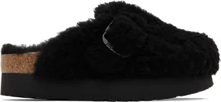 Birkenstock Black Boston Big Buckle Shearling Clogs