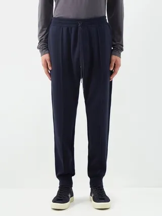 Pintucked Cotton-blend Jersey Track Pants