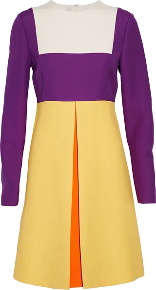 Color-block wool and silk-blend mini dress