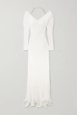 Givenchy - Off-the-shoulder Embellished Crepe De Chine And Crepon Gown - White