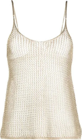 Metallic Open-Knit Cami Top