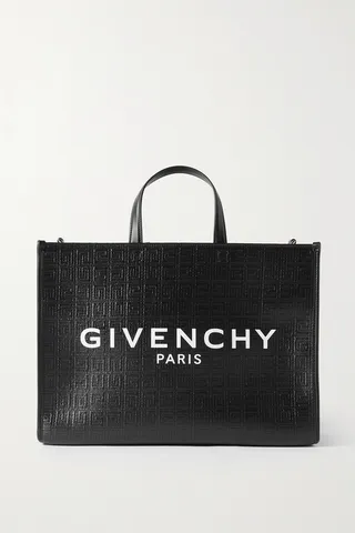 Givenchy - G Medium Leather-trimmed Embossed Coated-canvas Tote - Black