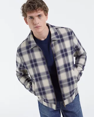 Wool jacket with check motif