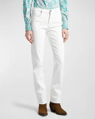 Barbara Paisley Embroidered Straight-Leg Jeans