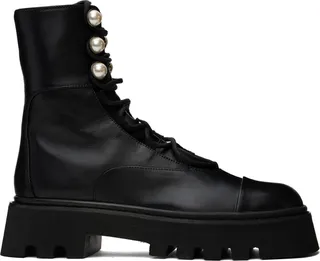Nicholas Kirkwood Black Pearlogy Combat Ankle Boots