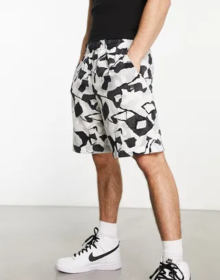 Nike Club FT logo printed shorts in gray