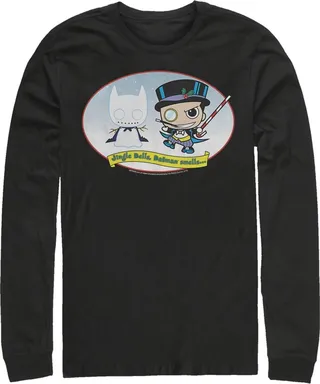 Men's Batman Christmas Naughty Penguin Long Sleeve Shirt - Black - X Large
