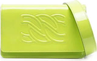 Embossed-Logo Leather Shoulder Bag