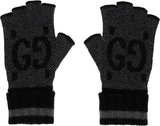 Gucci Black GG Fingerless Gloves