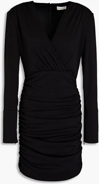 Mariana wrap-effect ruched jersey mini dress