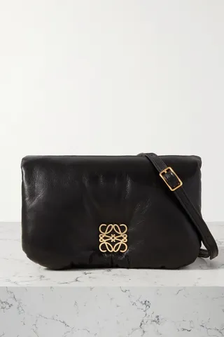 Loewe - Puffer Goya Mini Embellished Padded Leather Down Shoulder Bag - Black