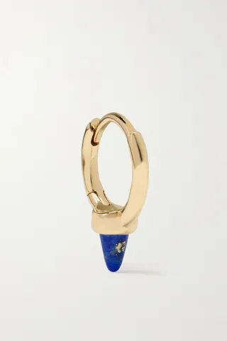 MARIA TASH - 6.5mm 14-karat Gold Lapis Lazuli Single Hoop Earring - One size
