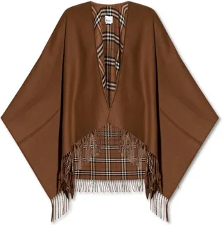 Burberry Reversible Checked Fringed-Edge Cape