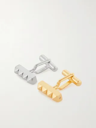 Silver and Gold-Plated Diamond Cufflinks