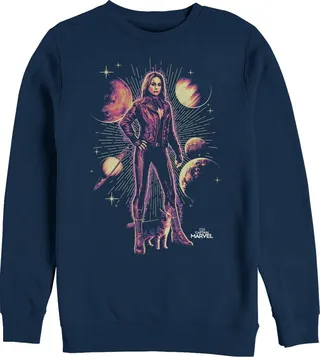 Men's Marvel Captain Marvel Goose Partners Sweatshirt - Navy Blue - 3X Large