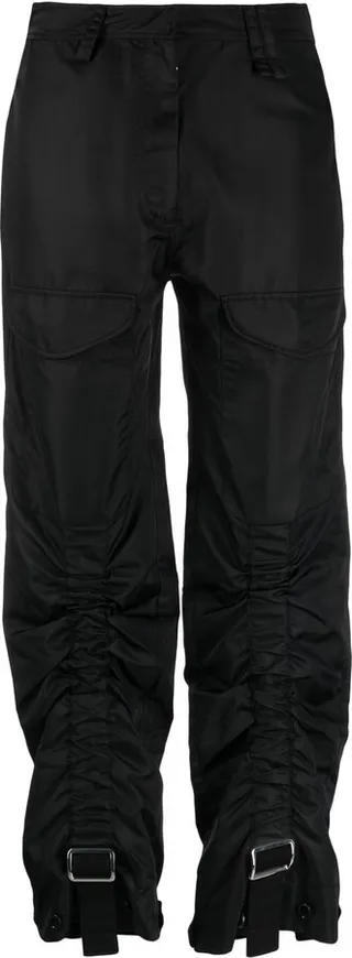 Cropped Gathered-Detail Trousers