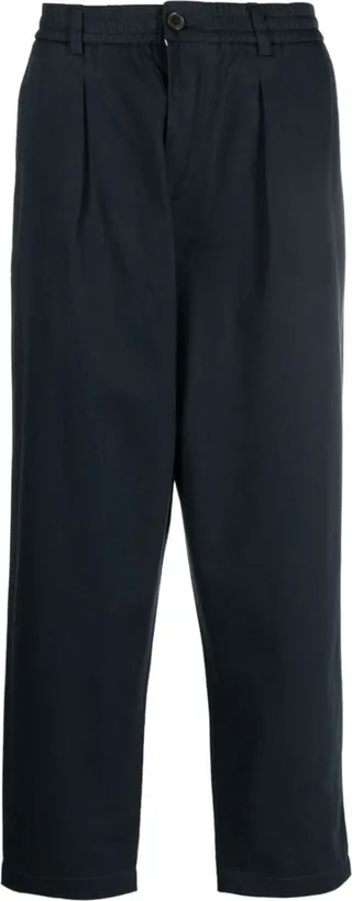 Elasticated-Waistband Tapered Trousers