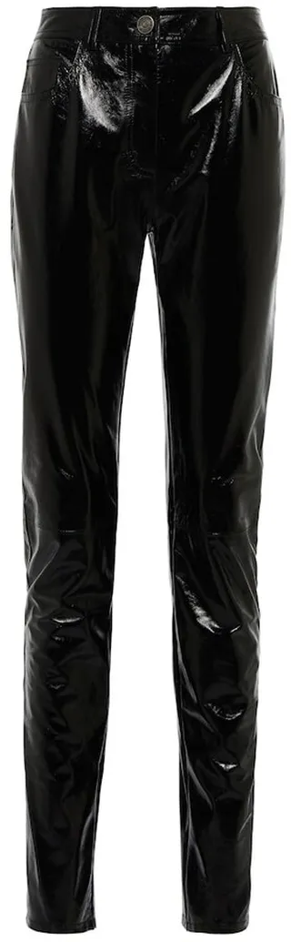 High-rise leather skinny pants