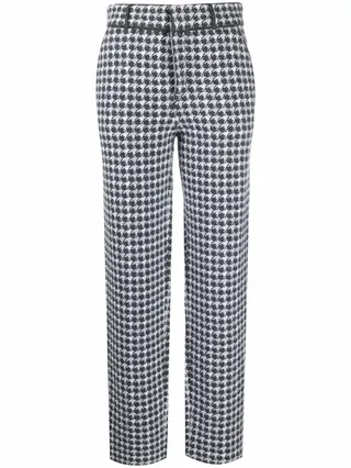 Houndstooth Straight-Leg Trousers