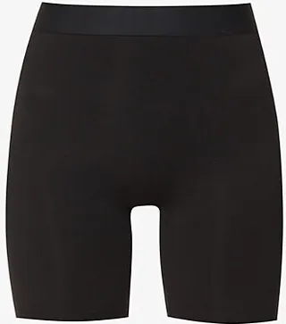Womens Very Black Comfort High-rise Stretch Cotton-blend Shorts