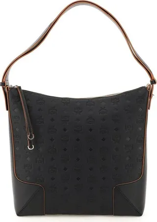 MCM Embossed-Monogram Zipped Tote Bag