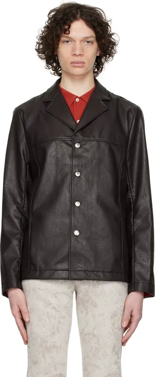 Séfr Brown Francis Faux-Leather Jacket
