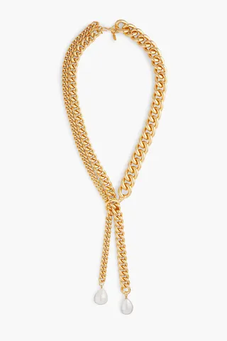 Gold-tone faux pearl necklace
