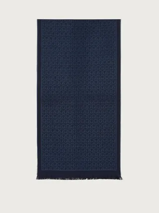 Ferragamo Women Gancini woolen scarf Blue