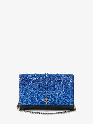 Women's Small Crystal-Embellished Skull Bag In Electric Blue