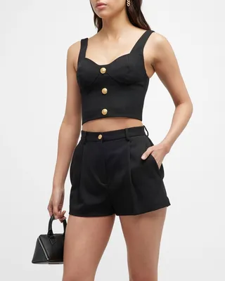 3-Button Grain De Poudre Crop Bustier Top